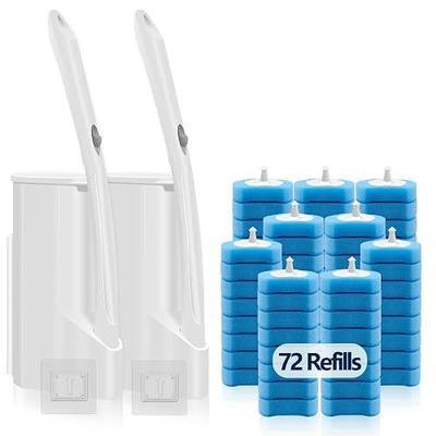 2 Pack Disposable Toilet Bowl Cleaner Wand and Holder Kit with 72 Refills | Toilet Cleaning System-2*16.81" ABS Handle Holder, 72 Replacement Heads for House, Apartment, RV Bathroom Cleaning