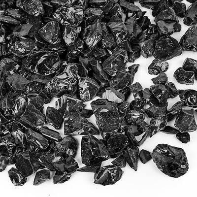 DomeStar 10 LB Black Fire Pit Glass, Fire Pit Glass Rocks for Propane | Decorative Fireplace