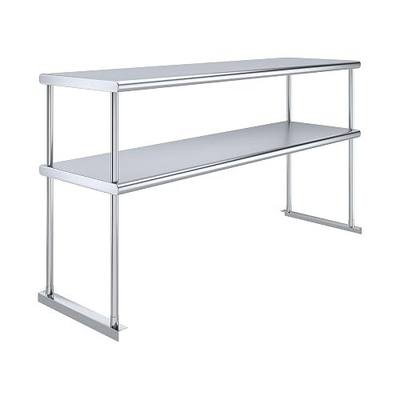 AmGood 60 Inch Double Tier Overshelf, 60 in. x 18 in. x 32 in. Stainless Steel Table Mount Shelf, 2 Tier Over Shelf for Prep Tables, Commercial Kitchen Storage Rack, Restaurant Equipment, NSF