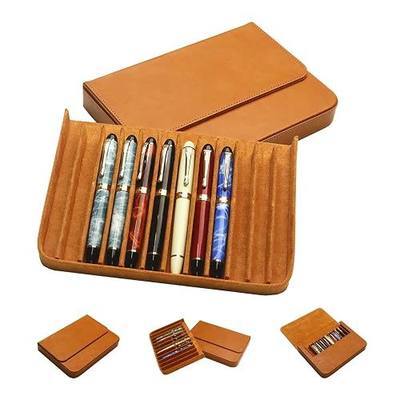 12 Slot Fountain Pen Case, Handmade Magnetic,Christmas Gift (brown) | Large Capacity Pen Storage for Fountain Pen Collection Fountain Pen Holder for Adults, Home Office or Business Use