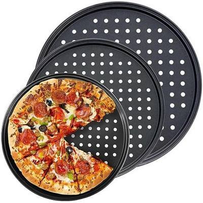 Handook Pizza Pan Set, Carbon Steel Pizza Pan with Holes, for Oven Baking Supplies & Home, Kitchen, Restaurant(9 Inch &10 Inch &12 Inch)
