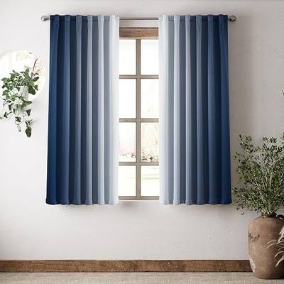 Vangao Ombre Navy Blackout Kids Curtains 63 Inch Morden Back Tab 2 Panels | Room Darkening, for Living Room, Bedroom, Kids room, Thermal Insulated, Soundproof, Light Blocking Drapes, Window Treatment