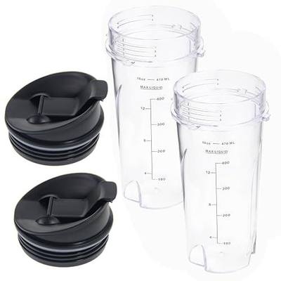 16oz Replacement Cups for Ninja QB3001SS Fit Compact Personal Blender, Single Serve 16-Ounce Cup Set for Ninja BL770 BL780 BL660 Professional Blender, with Seal Lids- 2 Pack
