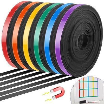 6 Rolls Mix Color Magnetic Tape Roll Thin Strips, 2/5 Inch x 33 ft Magnetic Whiteboard Graphic Decorative Tape Marking Line Magnet Board Dividers for Classroom Office Art Accessories