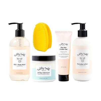 TUBBY TODD Baby Cradle Cap Solution, The Bye-Bye Cradle Cap Kit | Cradle Cap Gel 1.8 oz, Shampoo + Body Wash 8.5 oz, Lotion 8.5 Oz, All Over Ointment 3.5 oz, Cradle Cap Brush, Fragrance-Free