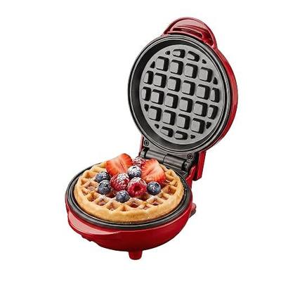 OVENTE Mini Waffle Maker Machine, 4-Inch Chaffle Mold, 550W, Red WM215R | Non-Stick Surface, Quick Heat-Up and Overheat Protection, Perfect for Breakfast, Dessert, Sandwich, Hash Brown or Snacks