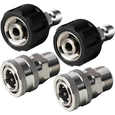 LIULO TOOL Pressure Washer Quick Connect Kit, Stainless Steel Quick Disconnect Kit, M22 14 mm Metric Male Thread Quick Connector, M22 Swivel to 3/8" Quick Connect (4 Pack)