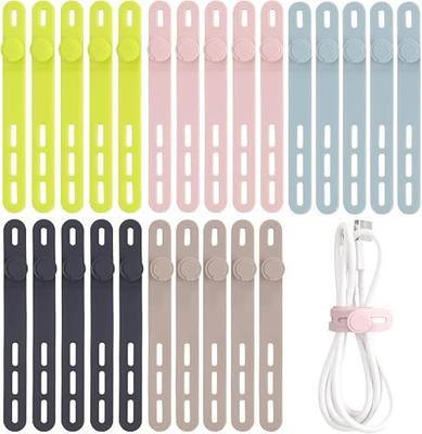 Oligei 25 Pcs Silicone Cable Ties, Cable Ties Reusable, High Elasticity Cord Wraps for Electrical Cords, Cord Organizer for Earphone, Phone Charger(Colorful)