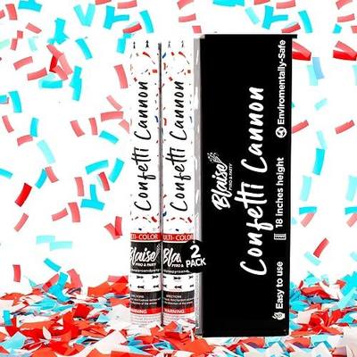 Blaise Pyro & Party Red, White & Blue Confetti Poppers - Confetti Cannon for Celebrations, Birthdays, Weddings & More - Easy to Use Paper Confetti Poppers for Memorable Photos - 18 Inch, 2 Pack