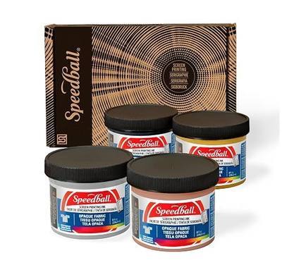Speedball Opaque Fabric Screen Printing Ink, Metallic Color Assortment, 4-Ounce (4-Pack), Metallized Glimmer: Gold, Rose Gold, Silver, Black Pearl