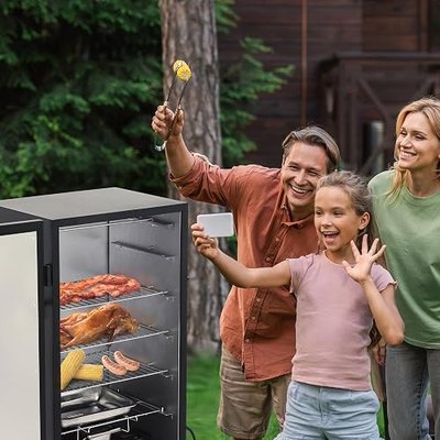 Royal Gourmet SE2805 28-Inch Analog Electric Smoker with 3 Cooking Grates | Outdoor Smoker with Adjustable Temperature Control, 454 Sq. In. Cooking Area, 1350W Output, for Outdoor Backyard BBQ, Black