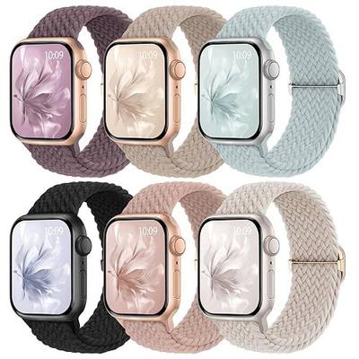 6 Pack Braided Stretchy Bands Compatible with Apple Watch Band 38mm 40mm 41mm 42mm 44mm 45mm 46mm 49mm Women Men, Adjustable Nylon Solo Loop Elastic Straps for iWatch Series 11 10 9 8 7 6 5 4 SE Ultra