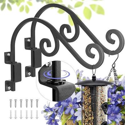 Swivel Plant Hangers Outdoor: 2 Pack 16 Inch Metal Hanging Plant Bracket Sturdy Wrought Iron Plant Hooks Indoor Wall Mount for Hanging Bird Feeders, Lanterns, Flower Baskets, Wind Chimes, Black