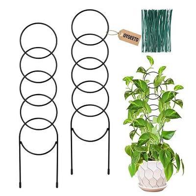 17.5 Inch Plant Trellis Indoor for Climbing Plants,Metal Trellis,Small Garden Trellis for Potted Plants,Plant Stakes for Indoor Plants Accessories Hoya,Flower,Plant Support,Plant Gifts(Circular-Metal)