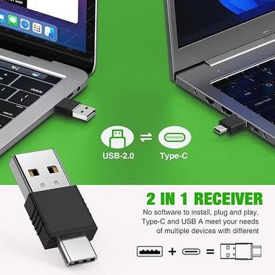 USB C Rechargeable Presentation Clicker with Green Light, Remote Clicker for Presentations Wireless Presenter Slide Changer PPT Advancer with Volume Control for Laptop Computer