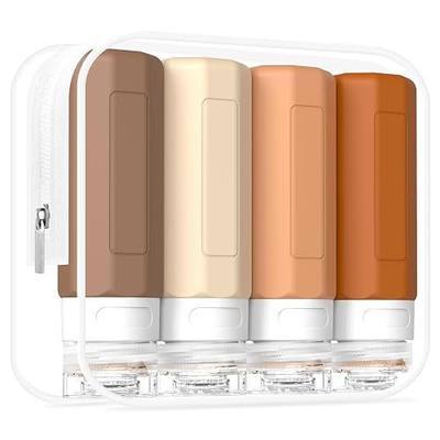 Redfly Travel Bottles for Toiletries, Tsa Approved 3oz Travel Size Containers, Leak Proof Travel Size Toiletries Bottles Silicone, BPA Free Refillable Shampoo Conditioners Essentials Kit, Apricot