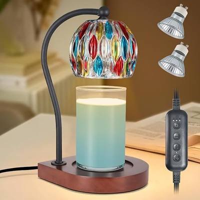 Electric Candle Warmer Lamp with Timer&Dimmable for Jar Scented Candles, Wax Melting Tabletop Light Suitable as a Home Decor Thanksgiving Christmas Day Gift for Women Mom, with 2 Bulbs(7 Colors)