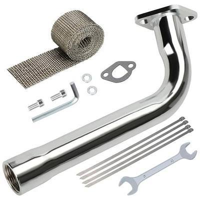 YOXUFA 212cc Exhaust Pipe Header Replacement for Predator 212cc 224cc 196cc Coleman CT200U CT200U-EX BT200X Baja Warrior Massimo MB200 GX160 GX200 6.5hp Mini Bike Go Kart Parts with Heat Shield Tape