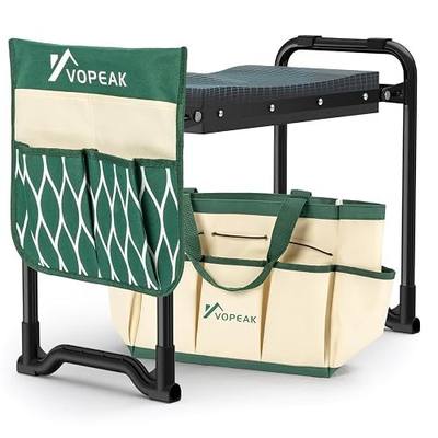 VOPEAK Garden Kneeler and Seat Heavy Duty, Foldable Garden Stool with Upgraded Widened Thick Kneeling Pad, Stable Garden Kneeler with 2 Large Tool Bags, Gardening Gifts for Women, Men, Seniors, Green