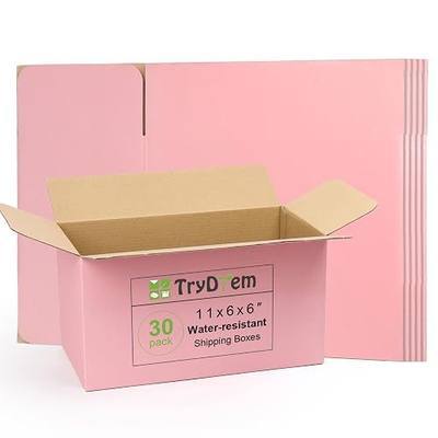 11x6x6 Inch Cute Pink Shipping Boxes, 30 Pack Corrugated Cardboard Box, Mailing Packaging Boxes for Small Business