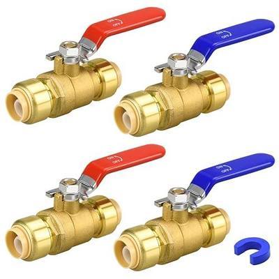 4pcs 1/2" Push Fit Ball Valve with Disconnect Clip, Push-Fit Shut Off Valve | for PEX PVC or Copper Pipes
