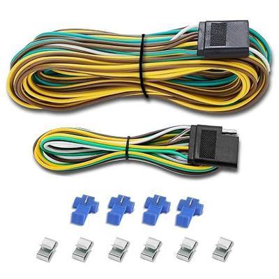 Aila 25Ft 4 Pin Trailer Wiring Harness Kit, Quick-Connect 4Way Flat Extension Connector Plug, Color-Coded Setup (21FT 5-Wire Male & 4FT 4-Wire Female)