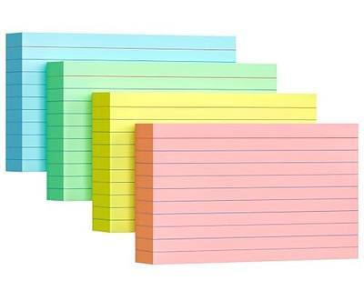 Colored Index Cards 3x5, 200 Pack, 180gsm Heavy Ruled Index Cards, Flash Cards for Studying, Heavy Note Cards for Office, College, Home Organization, 4 Color (50 Sheets Each)