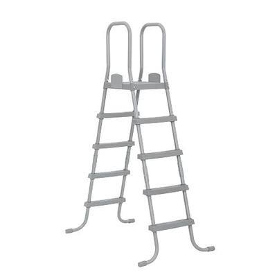Bestway Flowclear 52 Inch Versatile Metal A Frame Above Ground Swimming Pool Ladder with Heavy Duty Plastic Double Sided Steps