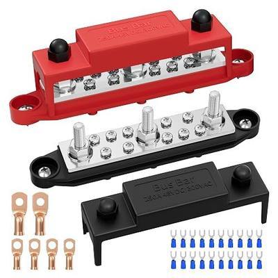 Joinfworld Power Distribution Block Bus Bar 12V 250A with 3 x 5/16"(M8) Studs, Marine Bus Bar Terminal Block 12 Volt DC Battery Busbar with Cover - Negative&Positive