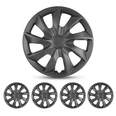 CPW 15" 4Pcs Wheel Rim Cover Hubcaps Universal for Car Truck SUV Snap On | ABS Material Replacement Hub Caps Car Accessories Set of 4-15 Inch Black Matte
