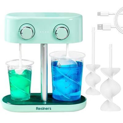 Resiners Dual-Head Resin Mixer with Spiral Silicone Paddles, Rechargeable Epoxy Mixer, Stepless Speed & Minimum Bubbles, Electric Stirrer for Resin,Silicone,Paint Mixing,Resin Tools,DIY Crafts | Dual-Head Mixing, Rechargeable Battery and Stepless Speed Control for Smooth, Low-Bubble Resin and Paint