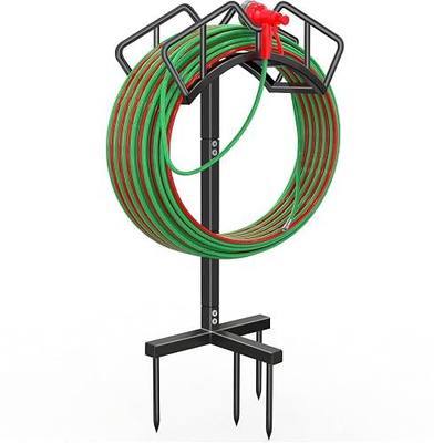 Qatsrin Heavy Duty Garden Hose Holder, Water Hose Storage Holds 150ft Black | Detachable Water Hose Hanger Stand, Removable Hose Reel Box Rack for Outside Yard Lawn Farm