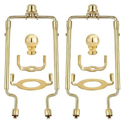 7 8 9 10 inch Lamp Shade Harp Holder,Adjustable Lamp Harp Kit,Fit both Standard Lamp Rod and E26 Light Base UNO Fitter Adapter,with 2 Shade Attaching Finial Top (Golden Color - 2 Set)