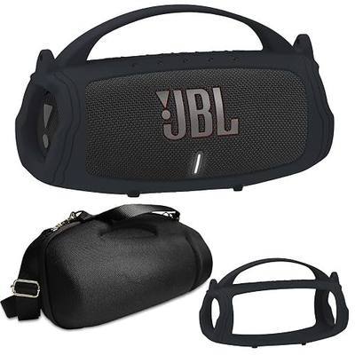 JCHPINE Silicone Cover and Hard Case for JBL Charge 4 / Charge 5 Speaker | Protective Cases for Charge 5/4 Bluetooth Speaker Accessories, NOT for Wi-Fi Version (Black)