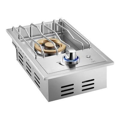17,500BTU Liquid Propane Side Burner, Single Grilling Side Burners for Outdoor Kitchen, Convertible to Natural Gas, Duty Heavy 304 Stainless Steel, Drop-in Side Burner for Outdoor BBQ Grill Island
