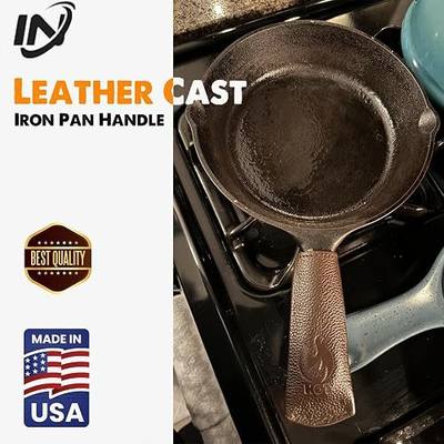 Leather Cast Iron Skillet Pan Handle Cover (Standard 4.5) Thick Leather Heat Resistant Handle Holder for Cast Iron Skillets & Pans (Handmade)