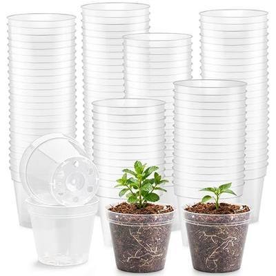 RooTrimmer 2.5" Clear Seeding Pots 100-Pack Round for Seeds Starter Pots, Seeds Germination Transparent Nursery Pot with Drainage Holes (2.5Inch,100Pcs,Clear)