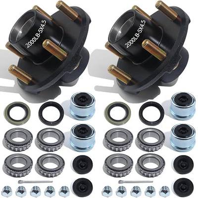 5 on 4.5 Trailer Hub Kit for 2000lb 1'' or 1-1/16'' Straight Axle | 5x4.5'' Trailer Idler Hubs 5 Lug Bolt, Wheel Hub with L44643 L44649 Bearing, 1.25'' & 1.5'' Grease Seal, for Boat RV Trailers