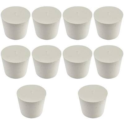 White Tapered Shaped Solid Rubber Stopper, Size 7#" 1.5x1.1x1.2inch / 37x28x30mm, 10 per Package