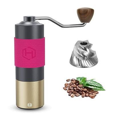Manual Coffee Grinder Capacity 30g with CNC Stainless Steel Conical Burr, Double Bearing Positioning Coffee Grinder Hand,Internal Adjustable Setting,Espresso to Coarse for Office, Home, Camping