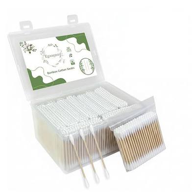 Egaageoi 1000 Count Biodegradable Bamboo Cotton Swabs with Resealable Box | 100% Organic Double Tips with Bamboo Sticks for Makeup, Beauty, Baby Care, First Aid, Daily Use | Eco-Friendly Cotton Buds