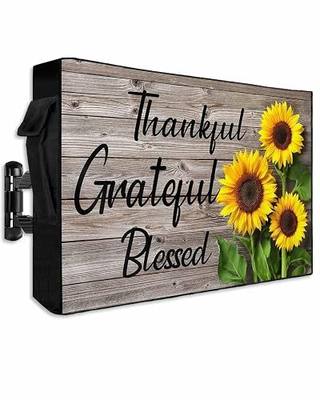 Rustic Wood Outdoor TV Cover - Fits 48-50" TV - Weatherproof & Waterproof Oxford Cloths - Sunflower Pattern