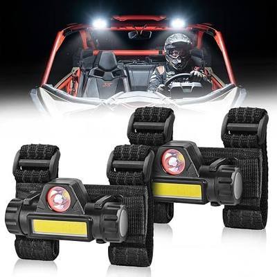 ZIDIYORUO UTV Dome Light-2 Packs USB Rechargeable SXS Interior Light | Fits 1.25"-2" Roll Bar with 2 Light Modes for Outdoor, Compatible with Polaris Can-Am Pioneer Talon Golf Cart Boat Bike