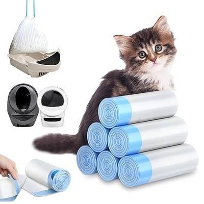 XUEPETT 120 Pack Cat Litter Bags with Drawstring, Compatible with Litter-Robot 3/4 Heavy Duty Cat Litter Box Liners Waste Bags Replacement -25.2"x 15.7" | Compatible with Litter-Robot 3/4/5, Heavy Duty Cat Litter Bags, Pre-Separated, Tear Resistant, Easy Clean Up