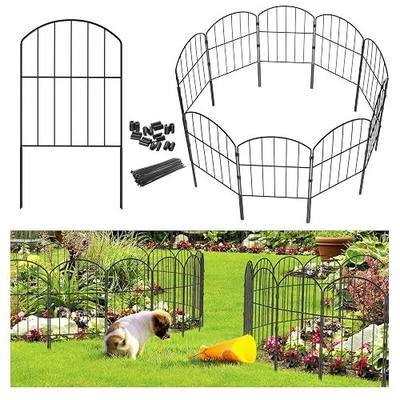 Goovilla Garden Fence, Total 10ft(L) x 24in(H) Garden Fencing Animal Barrier, 10 Pcs Rustproof Metal Fence Panels, Black No Dig Fence, Decorative Garden Fences and Borders for Dogs, Flower Bed, Patio