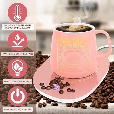 Bonsai Tree Mom Birthday Gifts,Gifts for Mom from Daughter Son, Unique Mother Present, Warmer Coaster for Coffee, Milk, Tea