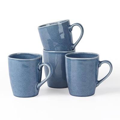 famiware Aurora Coffee Mugs, 14oz Mug Set of 4, Stoneware Mug, Cups for Kitchen, Cappuccino, Latte, Reactive Glaze, Microwave Safe, Scractch-resistant, Lagoon Blue