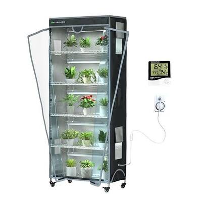 Indoor Greenhouse 6-Tier Plant Stand with Grow Lights & Cover | Fully Covered, Thermometer & Timer | 5 Sets T8 Lights, Perfect for Seedlings & Flowering, 30" W x 14" D x 72" H