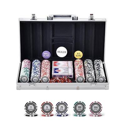 VEVOR Poker Chip Set, 300-Piece Poker Set, Complete Poker Playing Game Set with Aluminum Carrying Case, 11.5 Gram Casino Chips, Cards, Buttons and Dices, for Texas Hold'em, Blackjack, Gambling