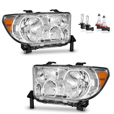 Halogen Headlights for 07-13 Toyota Tundra, 08-17 Sequoia | Fits 2008-2017 Sequoia (Fits 12-14 Sequoia Models WITHOUT Headlight Washer Only, NOT for models with leveling dial)